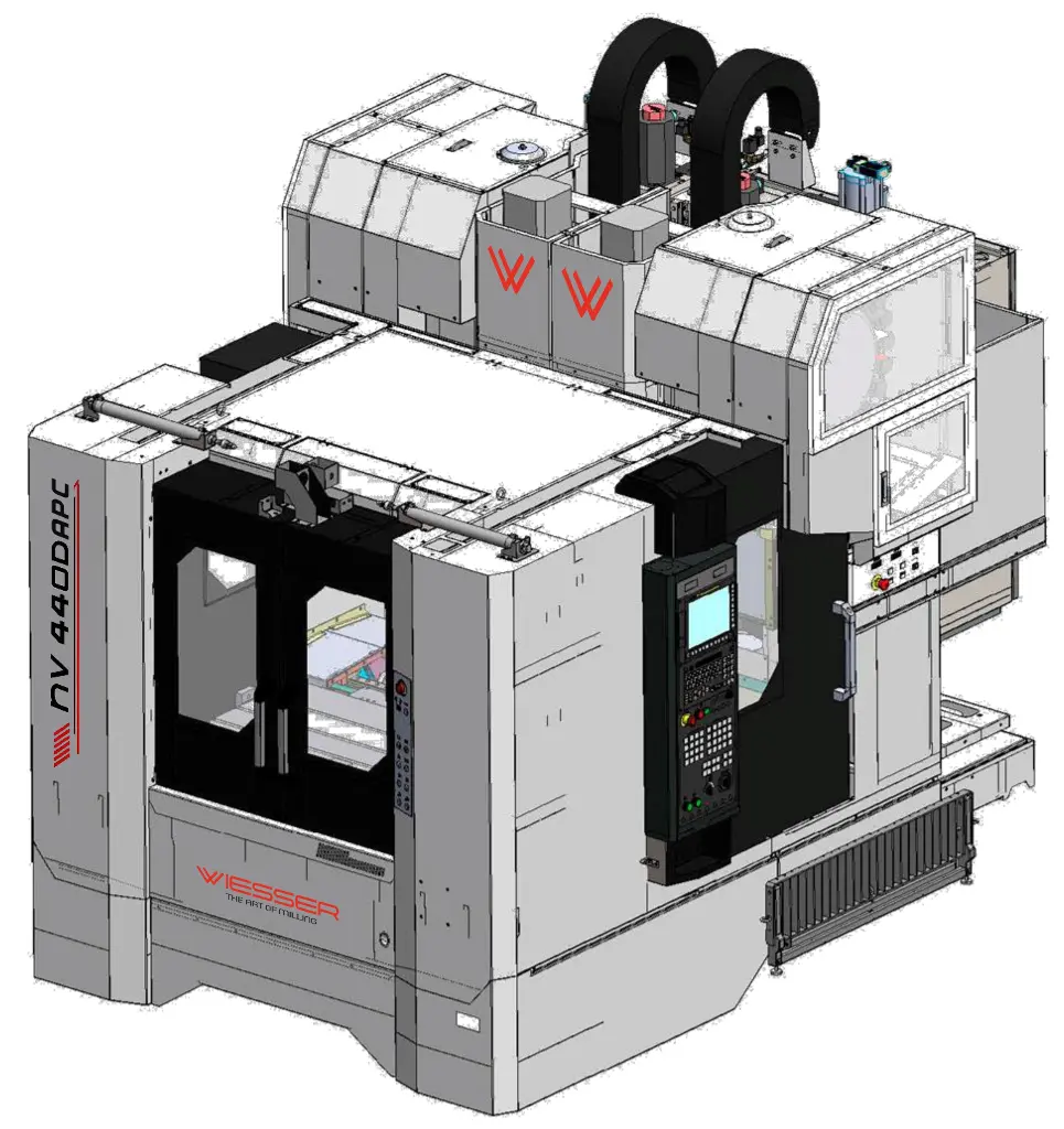 Wiesser NV440D APC Çift Spindle Çift Palet CNC Dik İşleme Merkezi